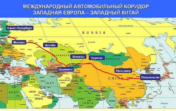 Рис. 22. Международный автомобильный коридор «Западная Европа – Западный Китай»